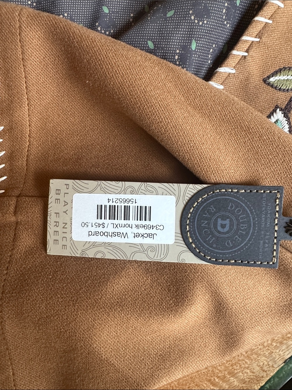 Double D Ranch Camel Brown Floral Embroidered Whipstitch Jacket - Picture 4 of 8